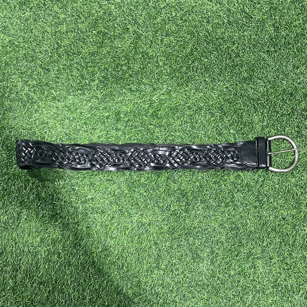 Elegant Express Black Leather Braided Women's Belt